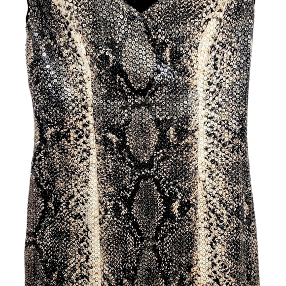 Mikael Aghal Ombre Snakeskin Sequin Feather Dress - Picture 4 of 8